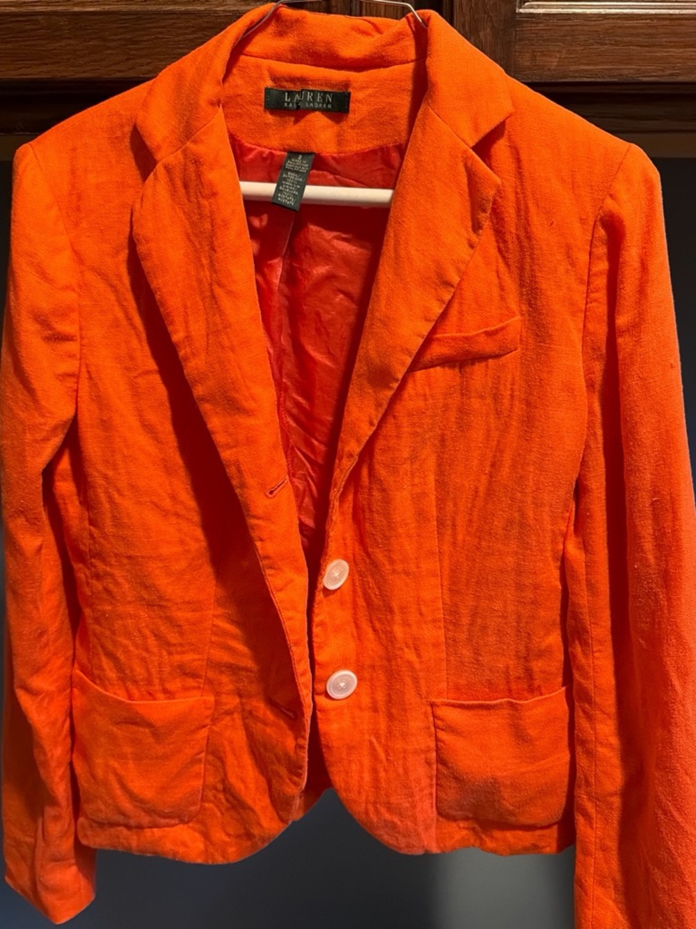 Lauren Ralph Lauren Orange Linen-Blend Blazer